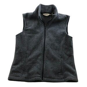 Eddie Bauer Women Vest Jacket Medium Full Zip Polartec Stand Up Collar Cozy Gray